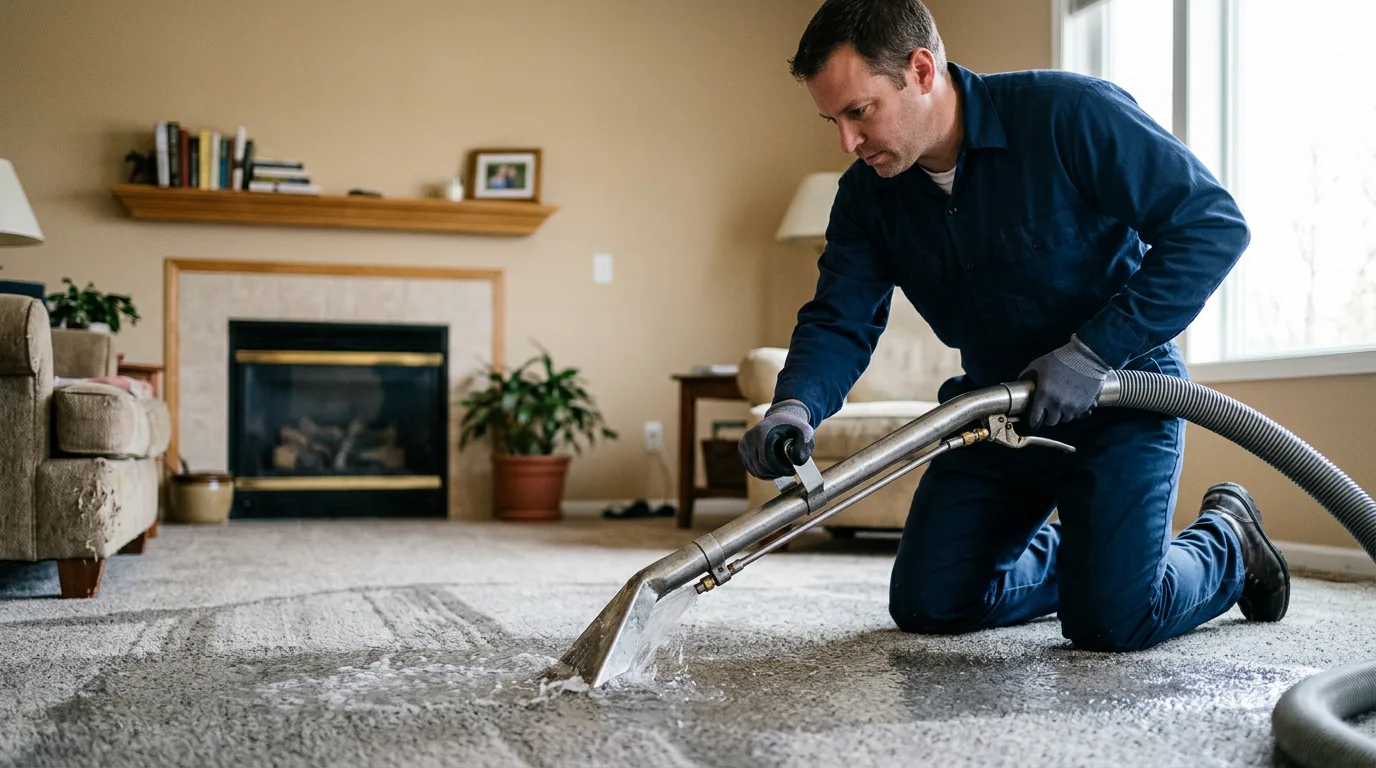 Water damage restoration technician working near Greenville, PA